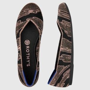 Rothy's The Flat In Golden Shimmer Black And Gold Round Toe Size 6